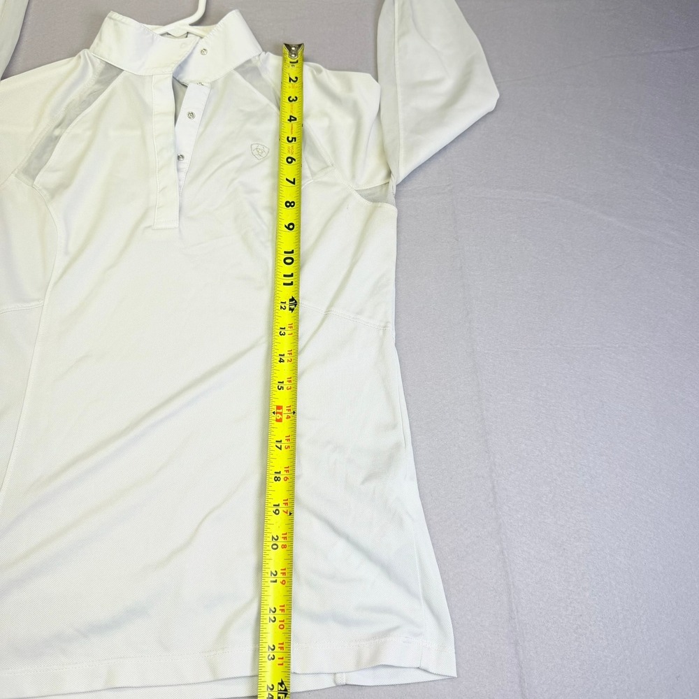 Ariat Sunstopper Pro 2.0 Show Shirt Women Small White LS 1/4 Zip Mesh Panels - Picture 6 of 9